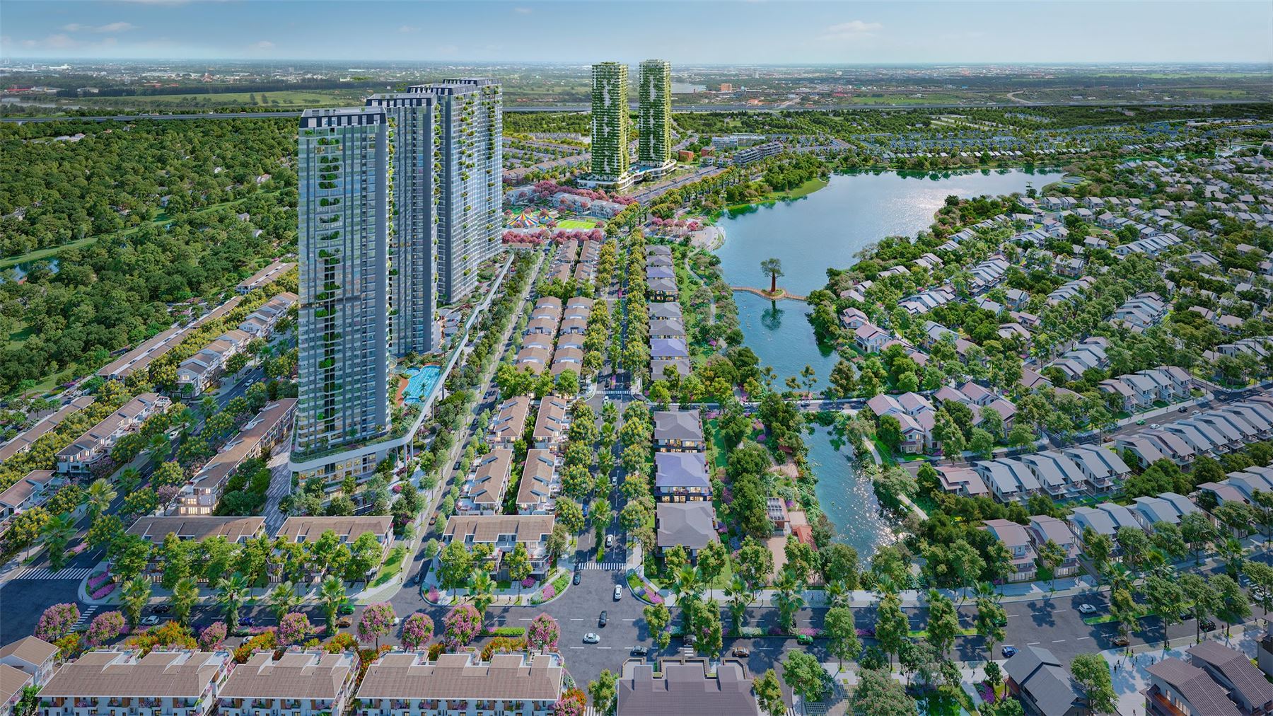 Phối cảnh Eco Retreat bên hồ Thiên Nga
